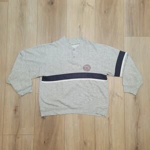 VTG 80s Champion Sweatshirt M USA ETSU Snap Neck Cropped Tri Blend RARE